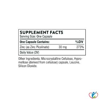 Zinc Picolinate 30mg Supplement Facts