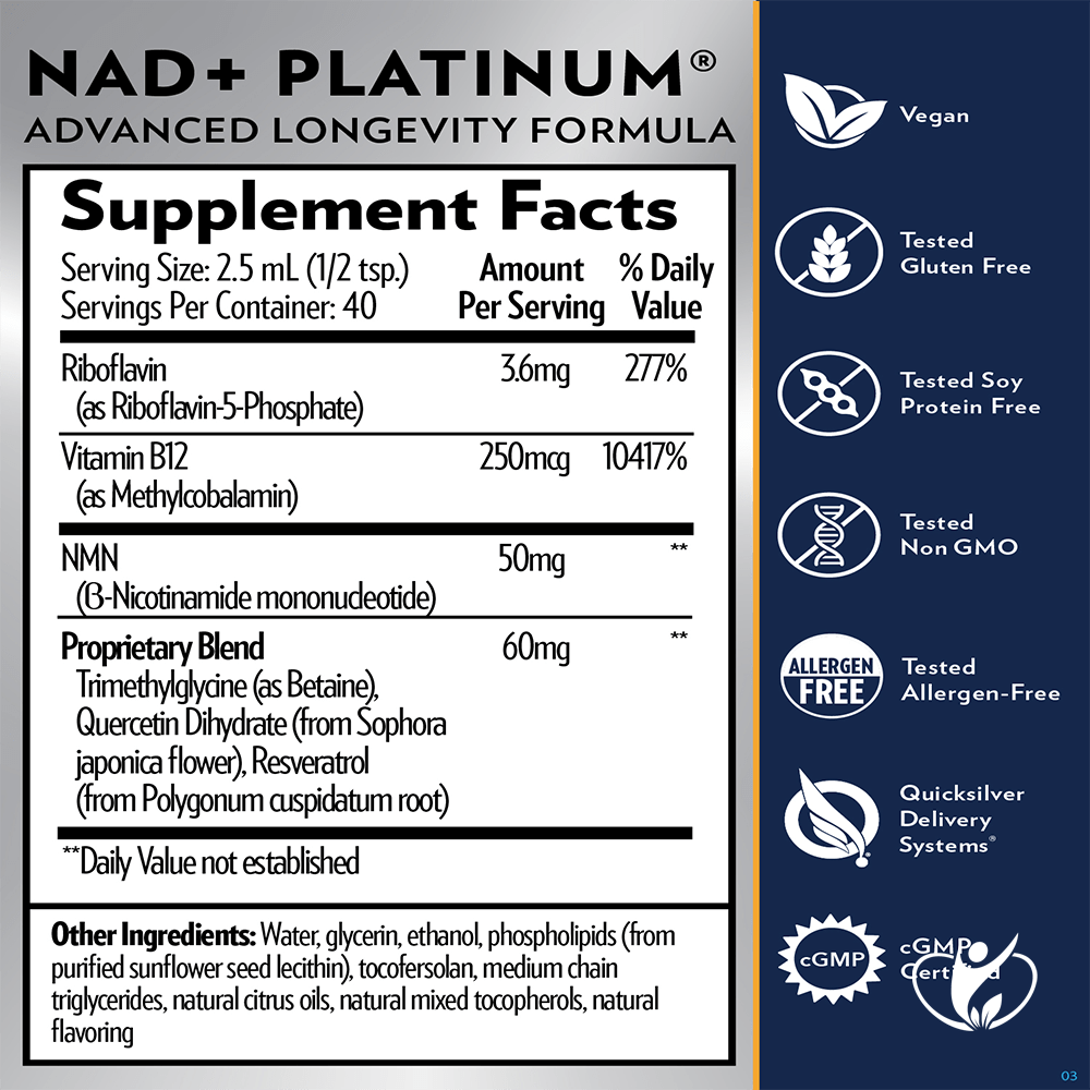 Quicksilver Scientific Nutritional NAD+ Platinum by Quicksilver Scientific